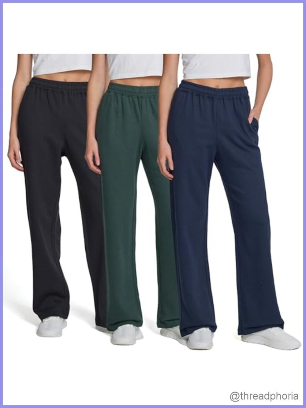 Womens Wide Leg Fleece Sweatpants 3 Pack Drawstring